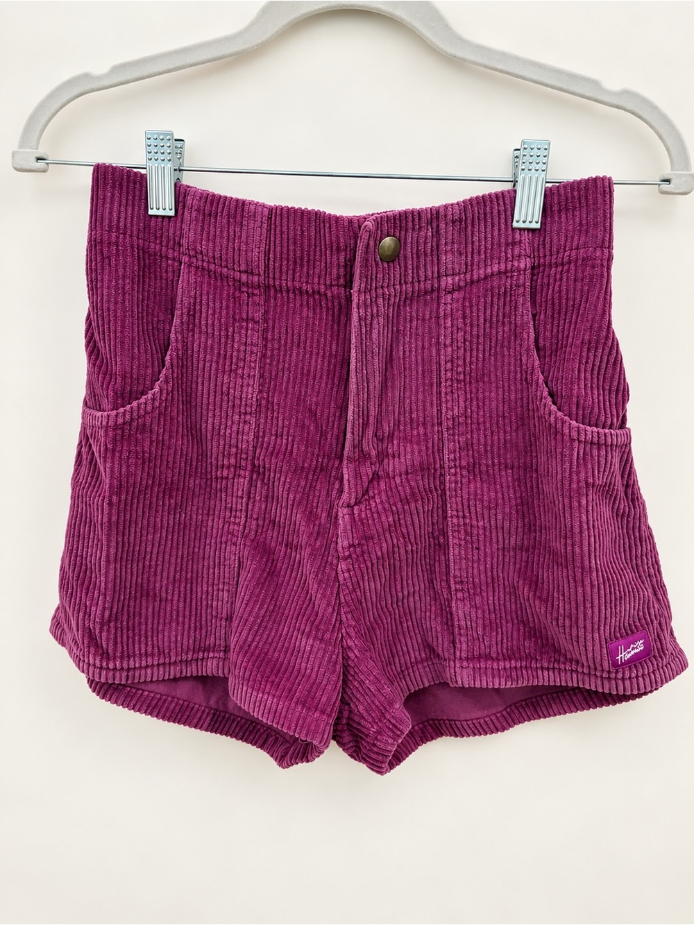 Hammies Corduroy Shorts 28 Pink Berry High Waist Retro 70s